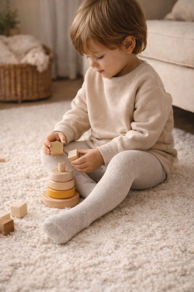 استفاده روزمره از جوراب شلواری بچگانه نخی در خانه