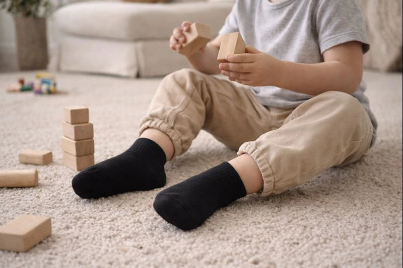 استفاده روزمره کودک از جوراب ساده بچگانه