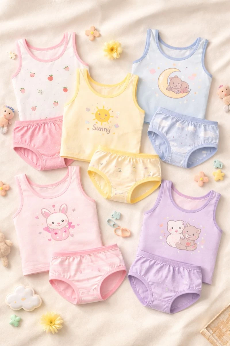 بافت نخی و نرم ست شورت و زیرپوش بچگانه مناسب پوست حساس