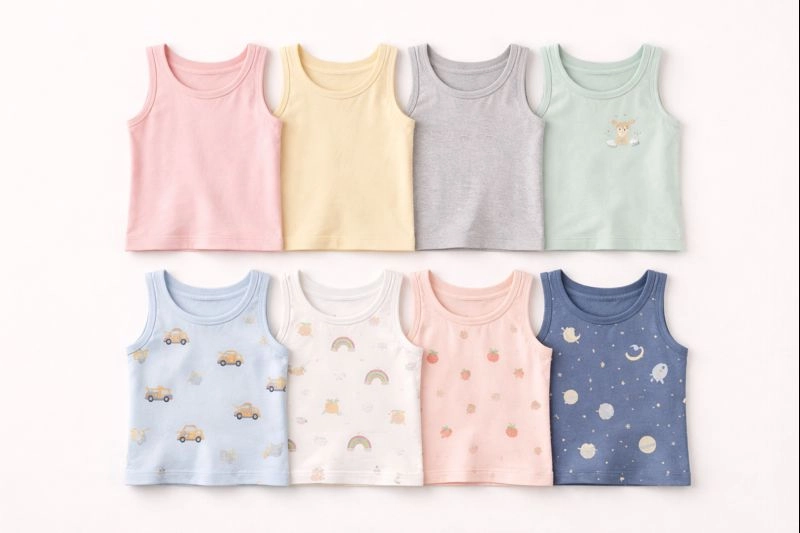 تاپهای نخی بچهگانه با چیدمان مرتب برای استفاده روزانه