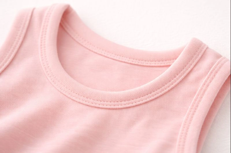 نمای نزدیک از پارچه نخی نرم مورد استفاده در تاپهای بچهگانه